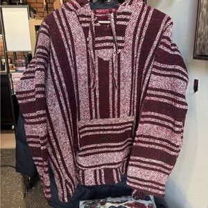 Striped Baja Hoodie in Red and White